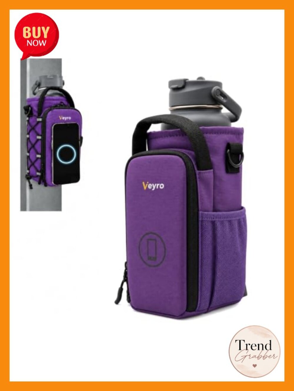 Magnetic Gym Bag Crossbody Sling Pouch w/ Phone & Bottle Holder Adjustable
